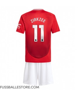 Günstige Manchester United Joshua Zirkzee #11 Heimtrikotsatz Kinder 2024-25 Kurzarm (+ Kurze Hosen)